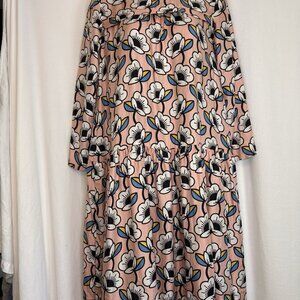 Orla Kiely 100% Silk Poppy Dress Pink Mini Mod